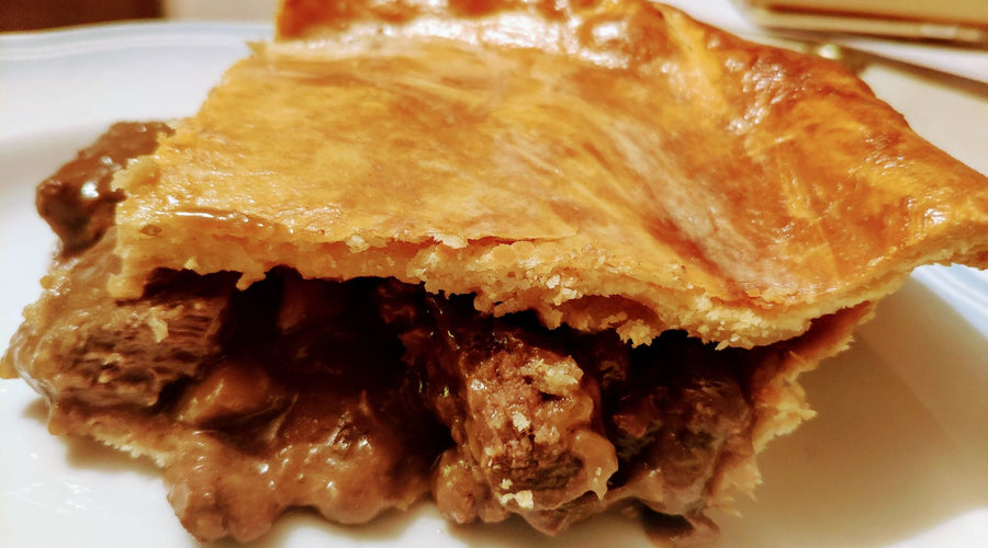 Beef and Ale Pie, with Wild Card blackberry stout