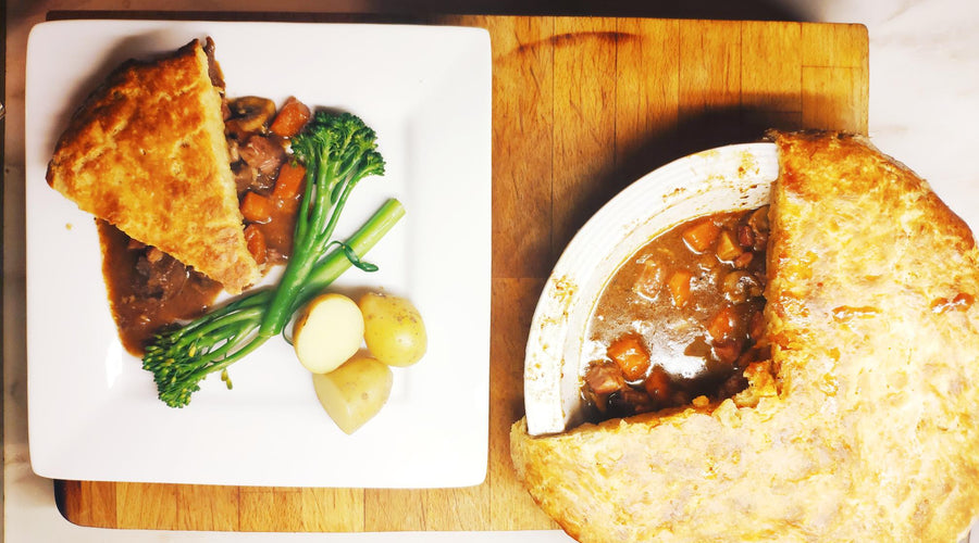 Ox cheek, Wild Ride Dry Hopped Pale Ale and Bone Marrow Pie