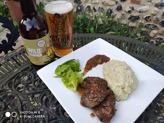 Pig cheeks braised with Wild Craft Brewery Wild Summer Pale Ale