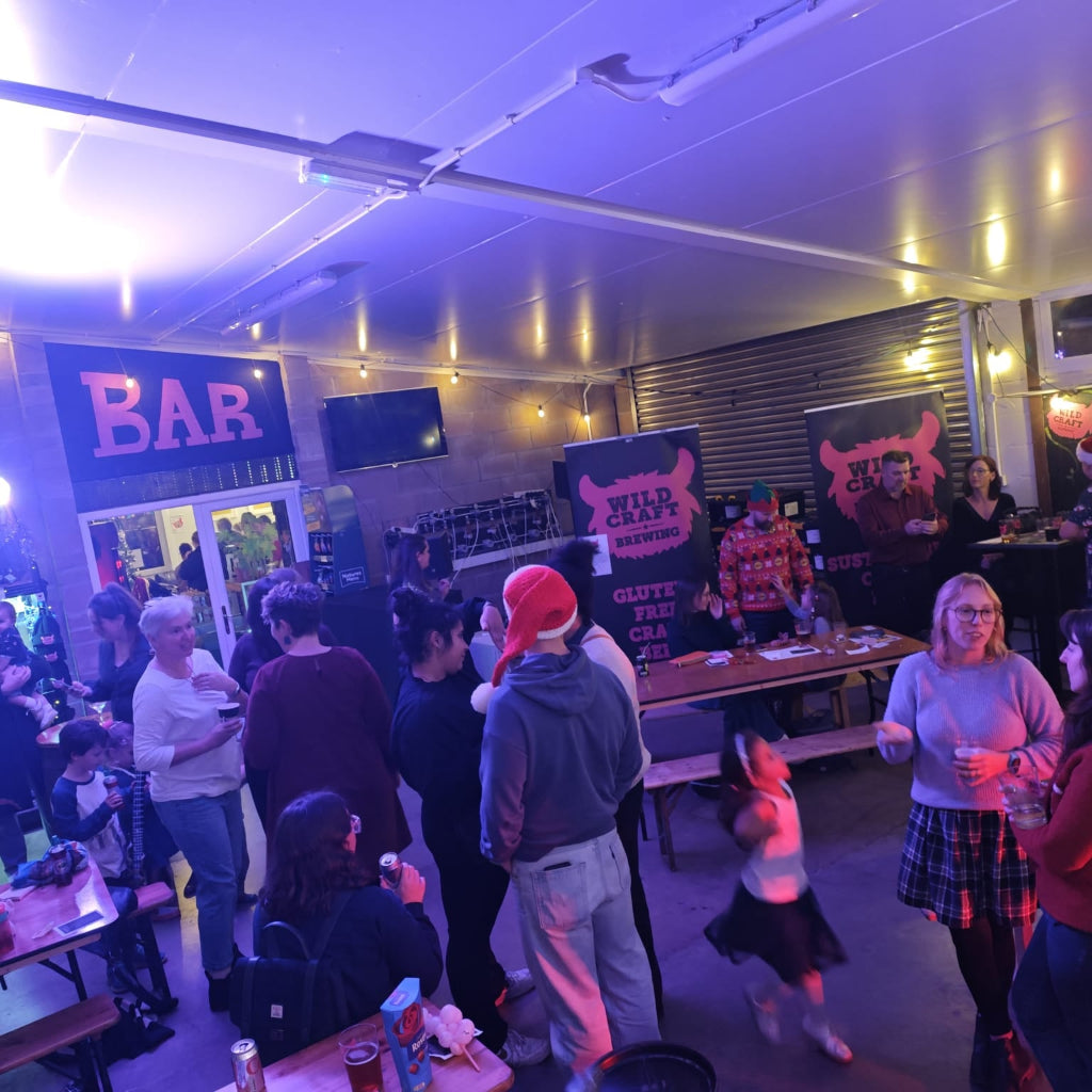 A gathering of visitors at the Wildcraft taproom