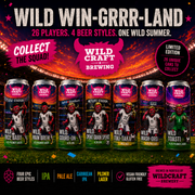 Wild Win-Grrr-Land limited edition collectable beer cans featuring World Cup stadium designs