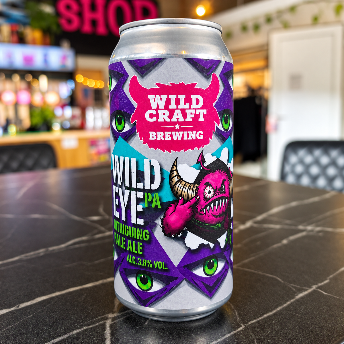 Wild Eye PA can photographed in the Wildcraft Brewery taproom
