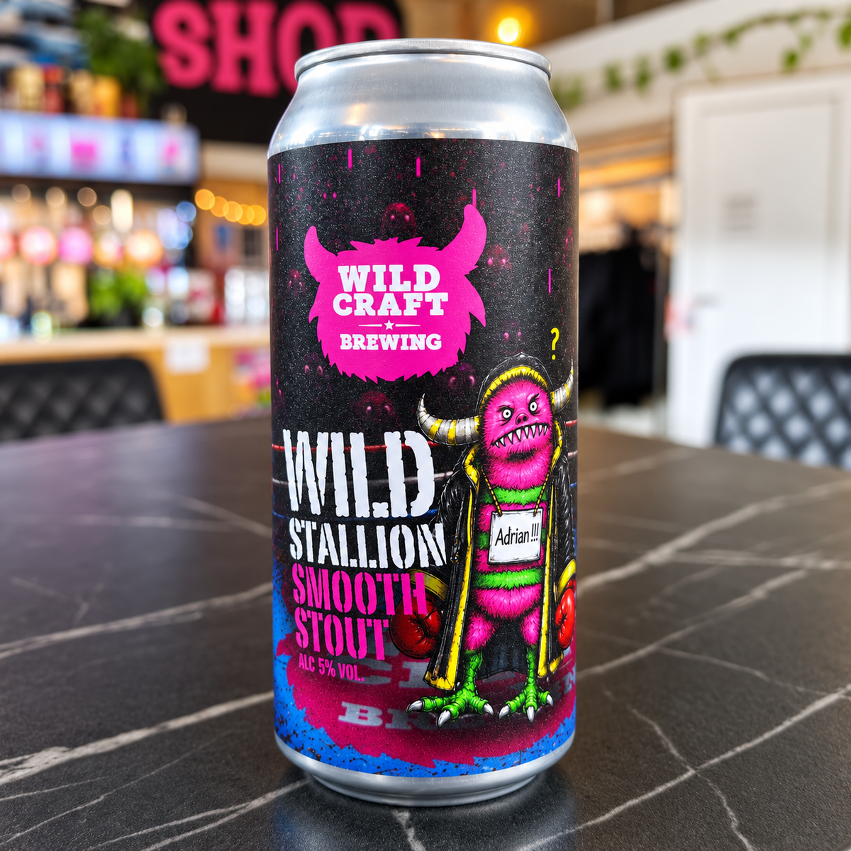 Wild Stallion can photographed in the Wildcraft Brewery taproom