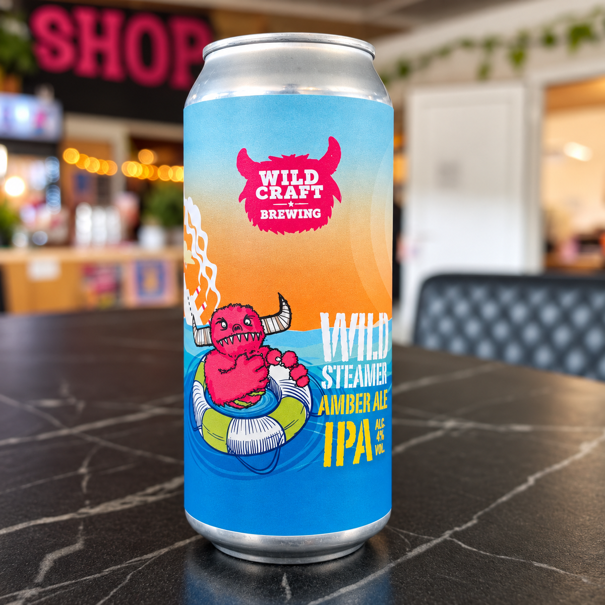 Wild Steamer can photographed in the Wildcraft Brewery taproom