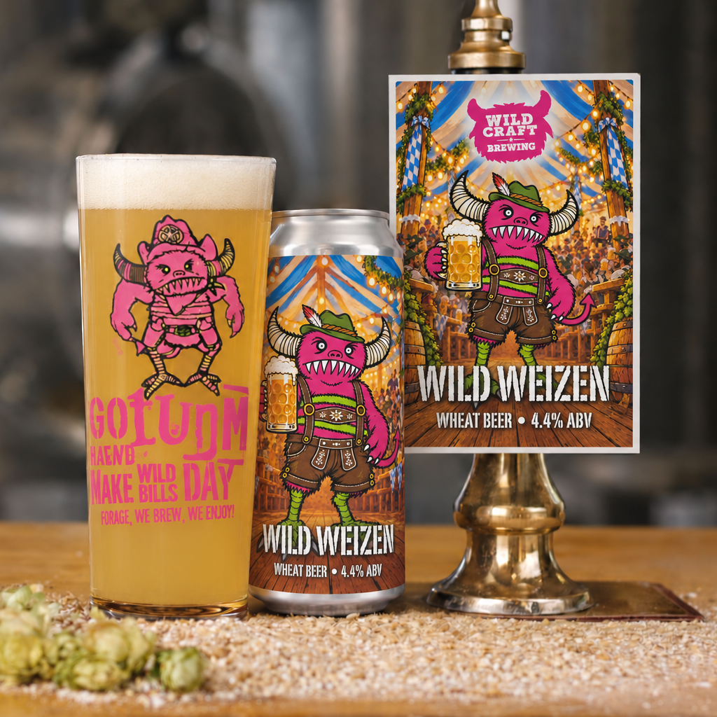 Wild Weizen hazy wheat beer, can and pump clip