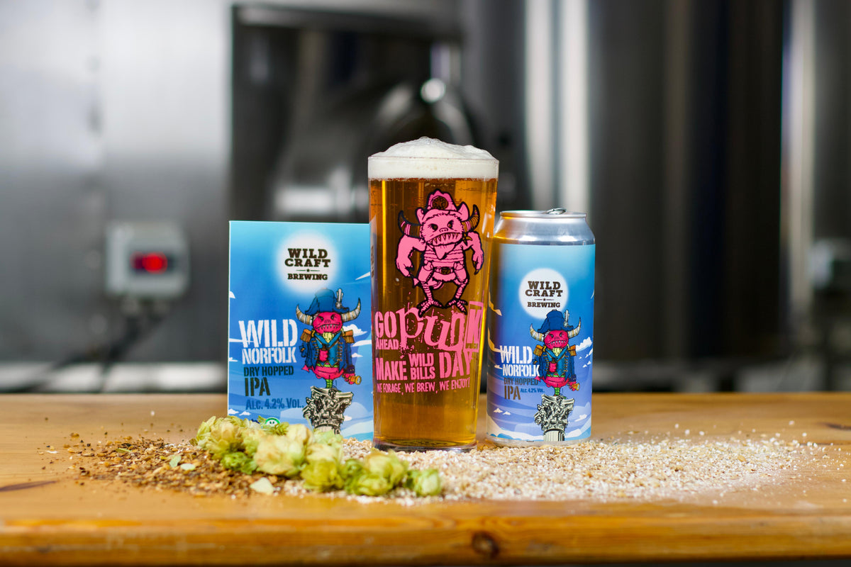 Wild Norfolk beer with a freshly poured pint at the brewery